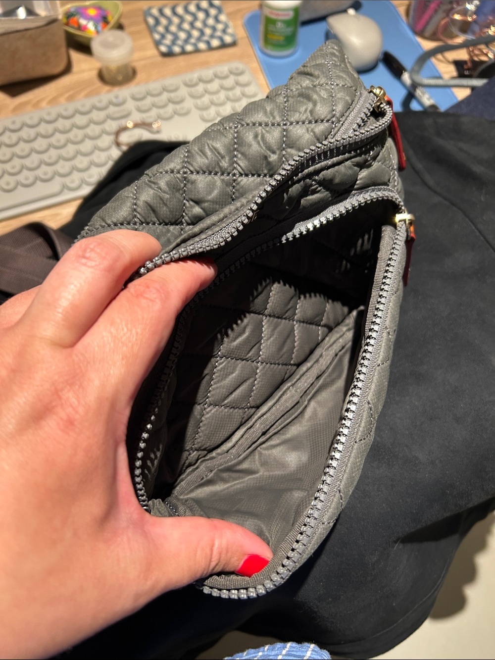 MZ Wallace Small Quilted Metro Sling in Magnet - Picture 3 of 4